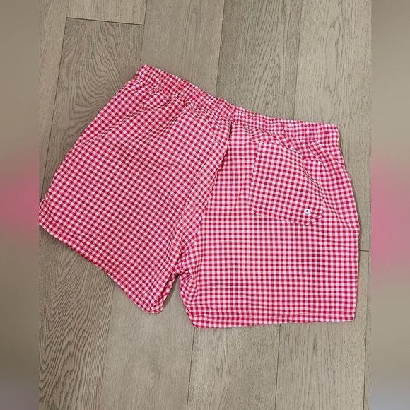 Red Gingham Men's Swim Shorts - Picture 2 of 4